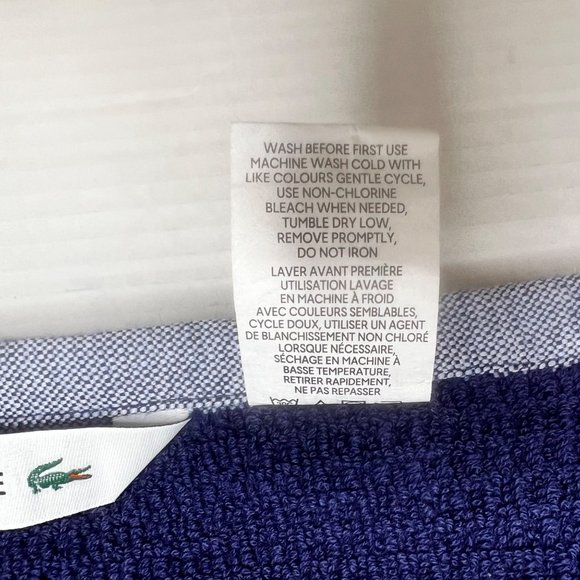 NEW Lacoste Navy Blue Bath Towel 100% Cotton 30" x 52" Big Crocodile Logo - Picture 5 of 6